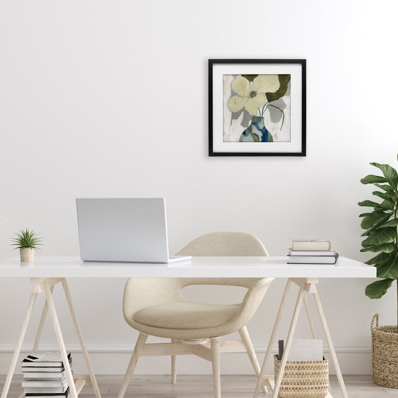 «Boho Modern Petals», reproduction sous verre encadrée, design par Elara Yasna, H 13 po x l 13 po, Cadre noir minuit