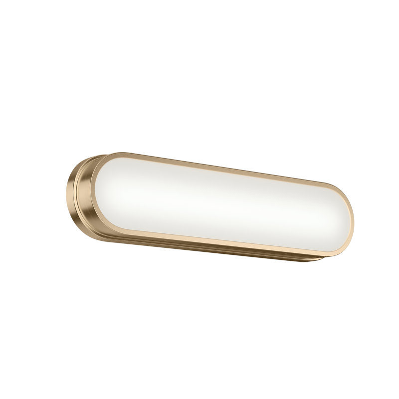 Barre d'éclairage de salle de bain à DEL 18,75 po avec verre blanc champagne Daines, H 4,75 po x l 18,75 po x P 2,5 po
