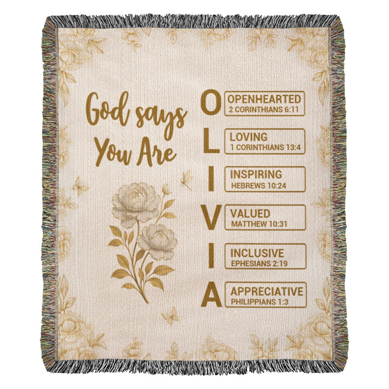 Couverture tissée Christian avec nom personnalisé, 50 po x 60 po