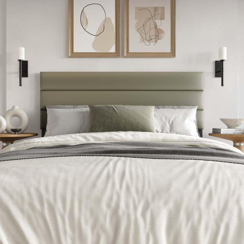 Tête de lit tapissier Lasley, Argent, Double