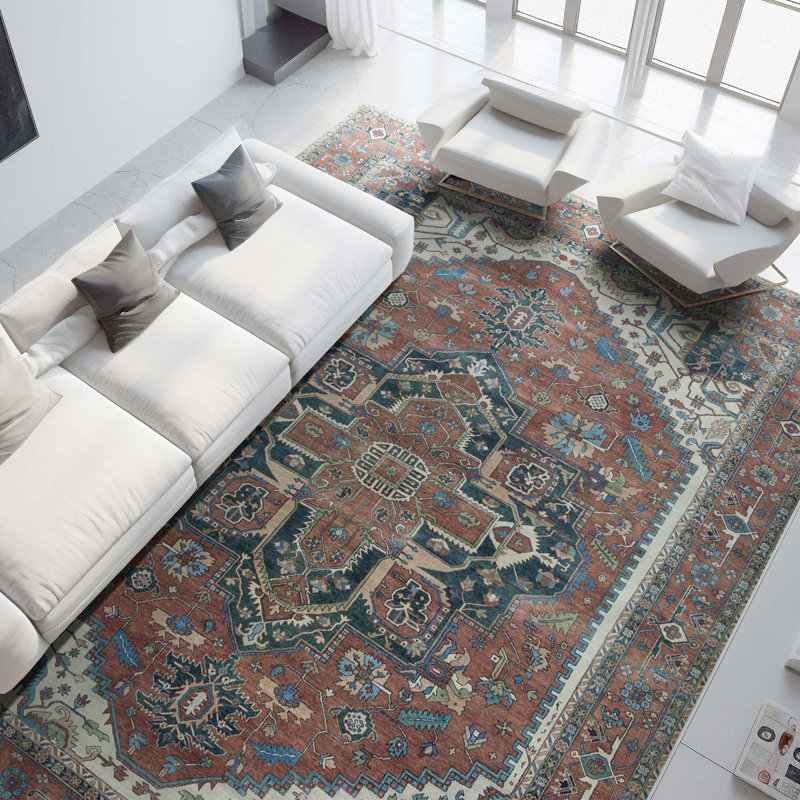 Hand-Knotted High-Quality Rust and Rust Area Rug