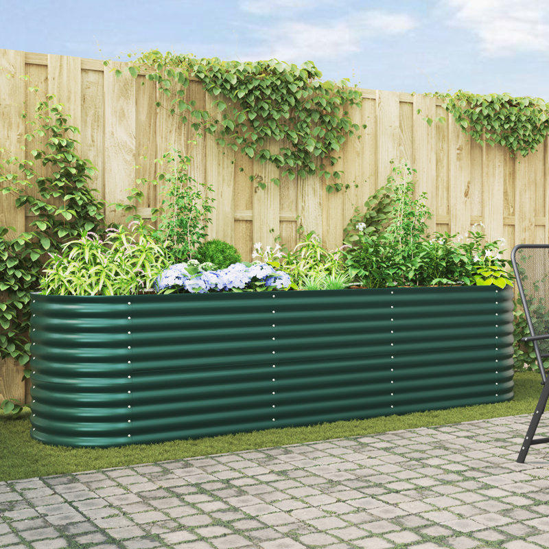 Metal Raised Garden Bed, 81cm H x 320cm W x 80cm D, Green