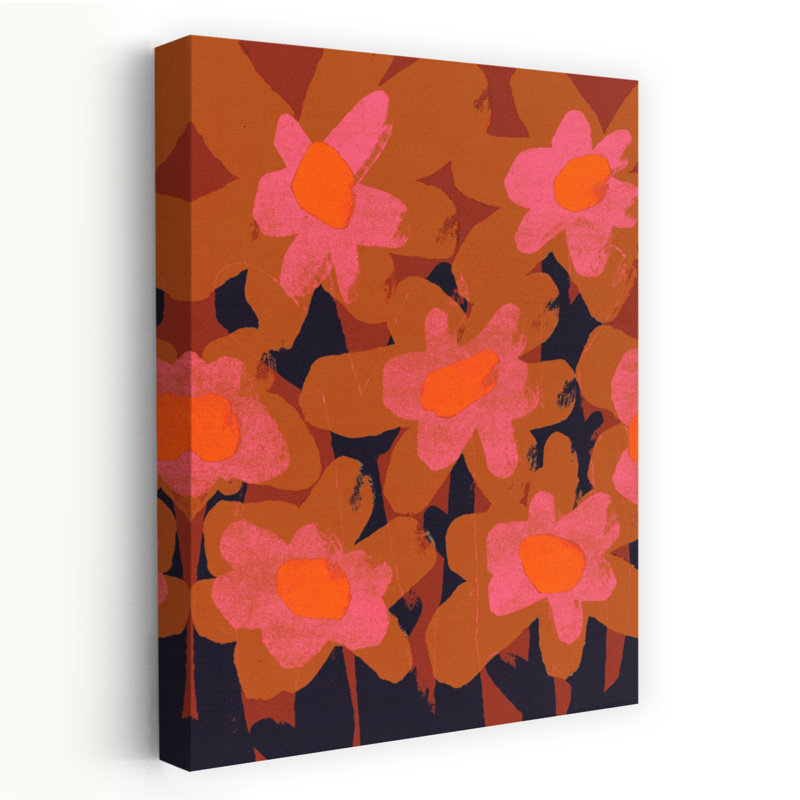 «Vibrant Blooms», reproduction d'art contemporain à motif floral abstrait, H 24 po x l 16 po