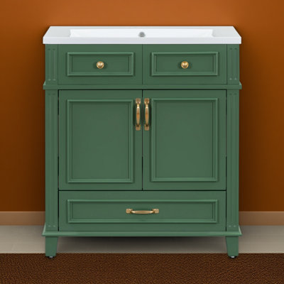Petit meuble-lavabo moderne de 20 pouces avec lavabo en céramique, mesurant 20 * 14,5 * 33,3 pouces, avec une conception exquise et pratique et 1 porte à fermeture douce, qui peut fournir amplement d'espace de rangement pour répondre aux besoins de ran