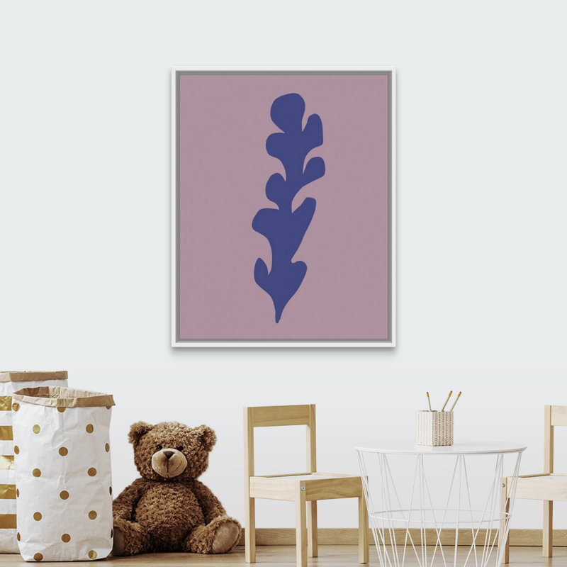 « varech viii kids », art encadré, Cadre flottant blanc avec toile / mauve / rose, H 45 po x l 36 po x P 1,2 po