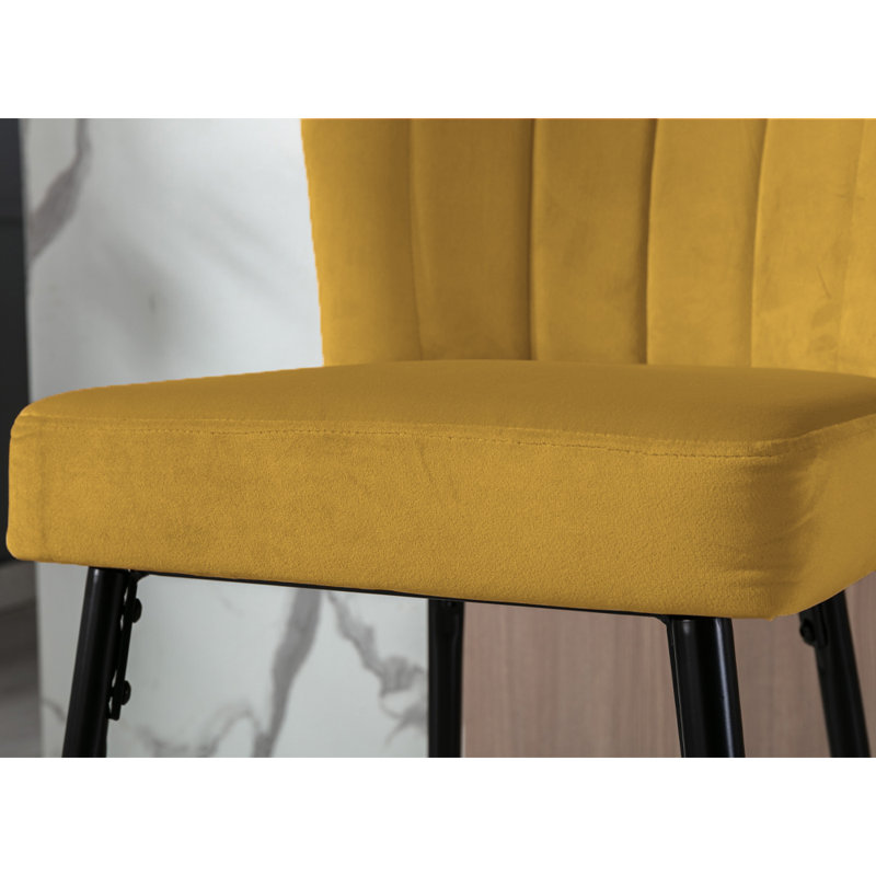 Catharina Upholstered Counter Stool with Metal Frame, Mustard