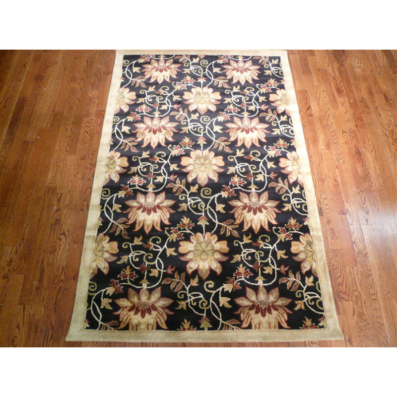Tapis floral en laine touffeté à la main Jalayiah, Rectangle 8 pi x 10 pi