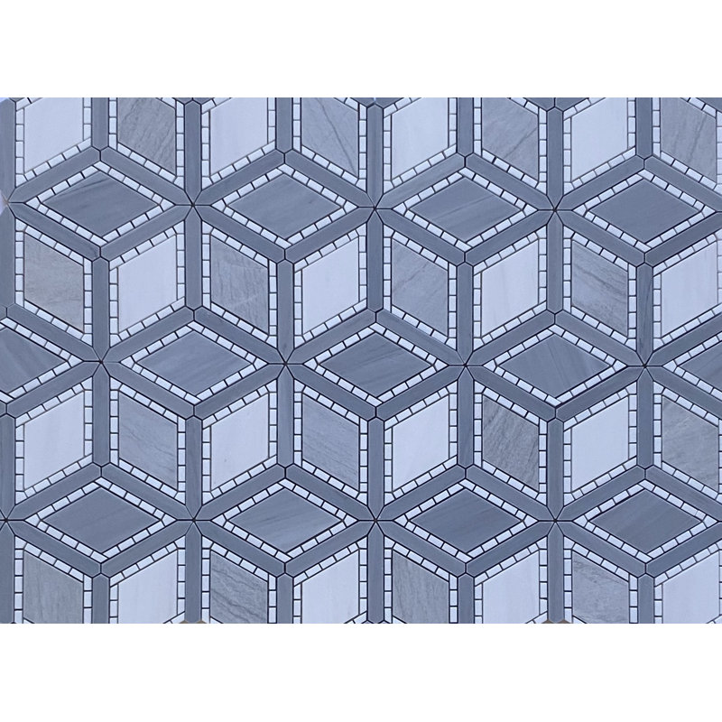 Carrelage à motif mosaïque en marbre Julian, Gris / blanc