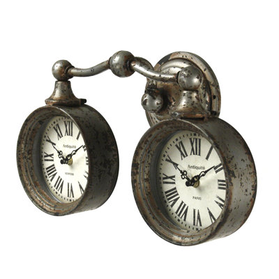 Double Dial Metal Wall Clock