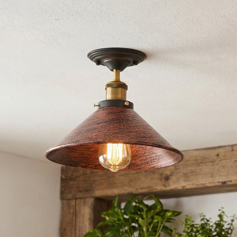 Semi Flush Mount, Rustic Red