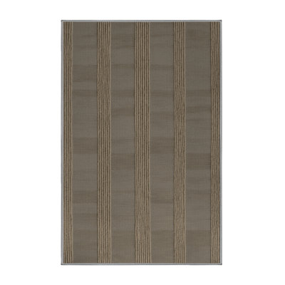 Machine Washable Checkered Gray Area Rug
