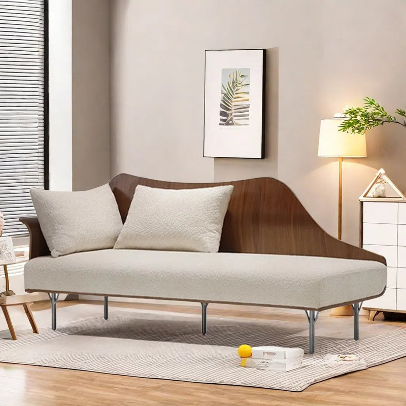 Chaise longue douce et confortable, Accoudoir à gauche (vu de face), Blanc crémeux