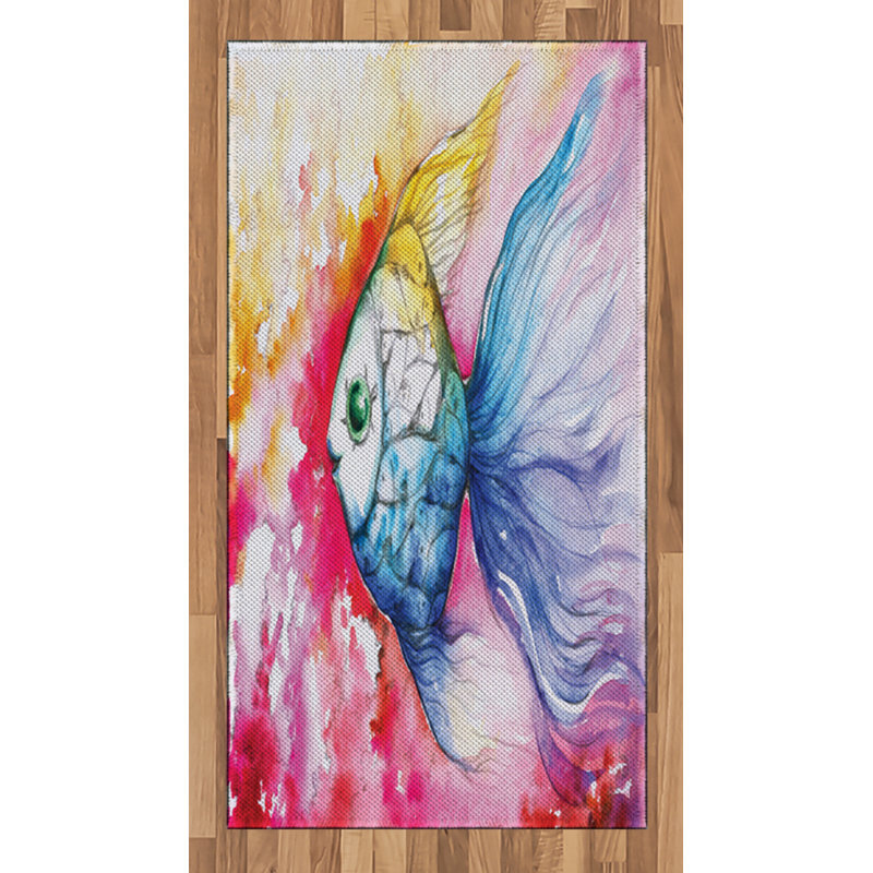 Fish High Density Long Fiber Poly Threads Decorative Area Rug Carpet, Rectangle 2'7" x 5'
