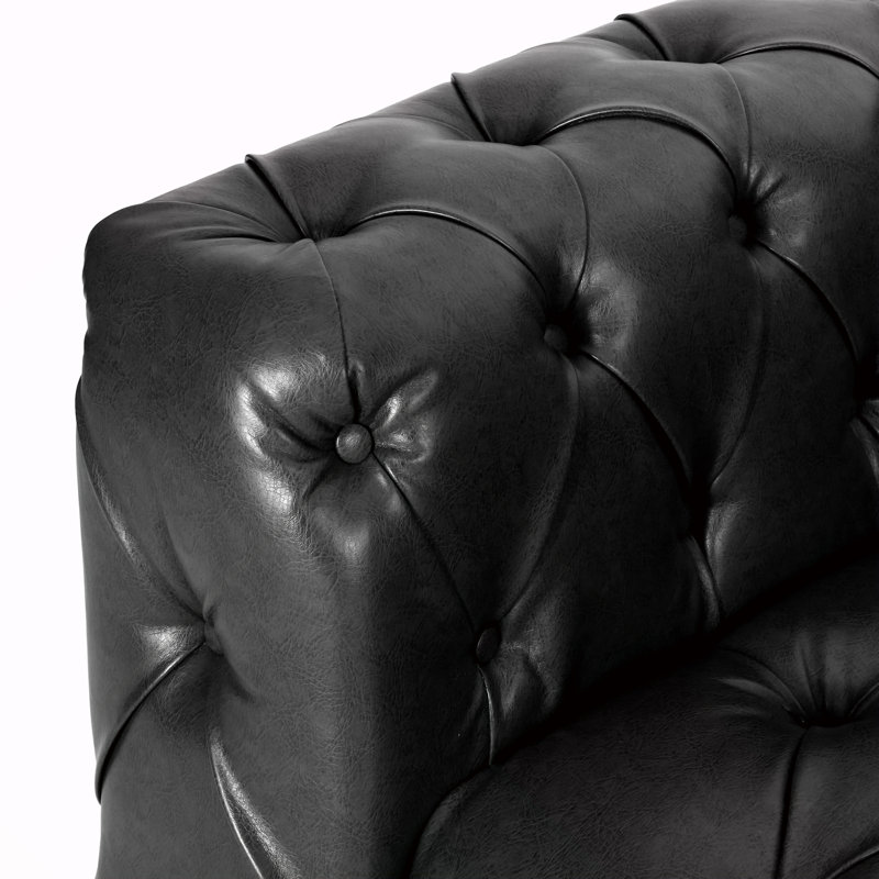 Canapé confortable à 3 places avec pieds en bois et cuir Mirod