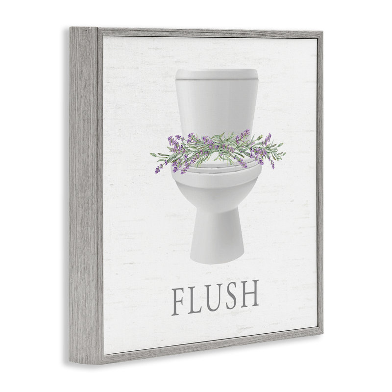 Toilette à chasse d'eau et lavande, art giclée encadré, design par lettré et doublé, Estampe numérique Farmhouse