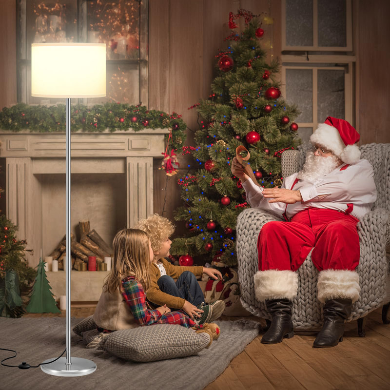 60'' Modern Floor Lamp with Shade, Silver