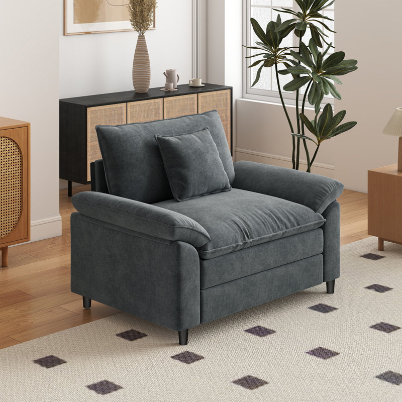 Canapé simple en chenille de 41,3 po de largeur, Gris