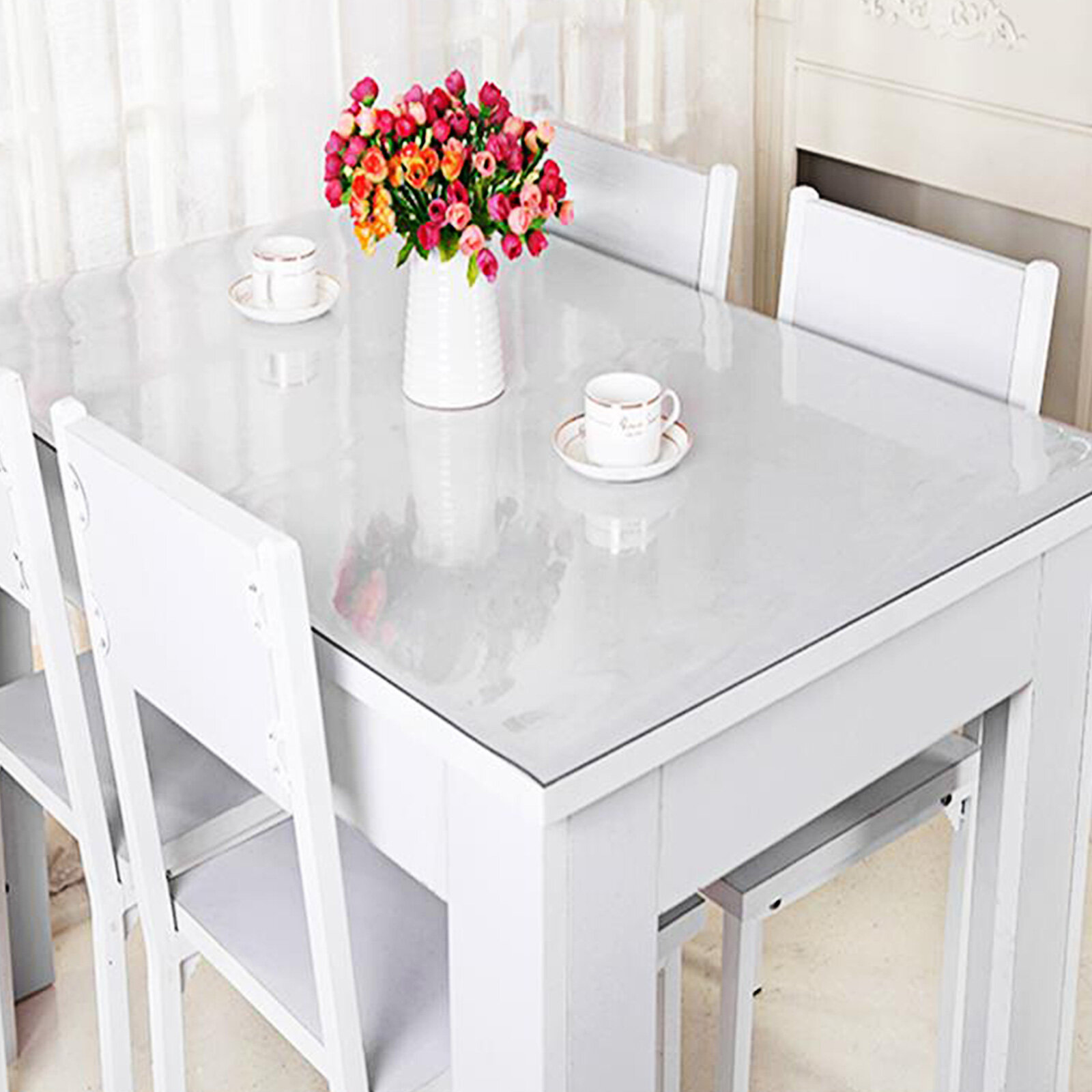 PVC Clear Soft Glass Dinning Table Cover Protector Rectangle Desk