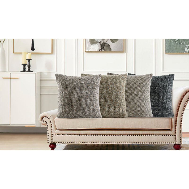 Cream Chenille Classic Basketweave Pattern Square Throw Pillow
