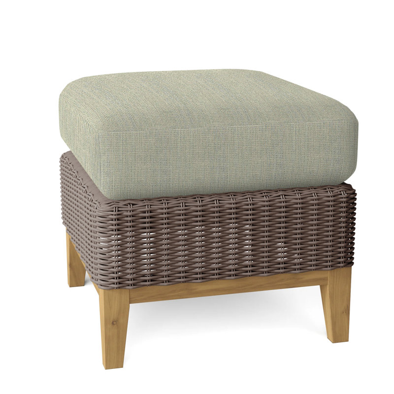 Frances Outdoor Teak Ottoman, Sailcloth Seagull, Frances Cobblestone