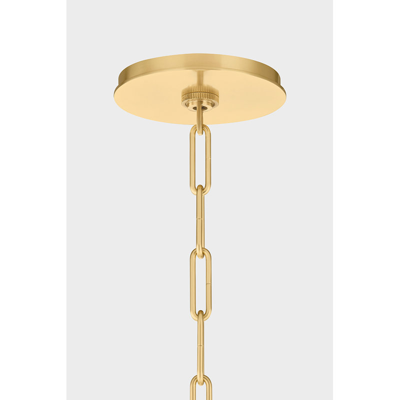 Lustre Durland en laiton vieilli, H 25 po x l 40,5 po x P 40,5 po, 9 lumières