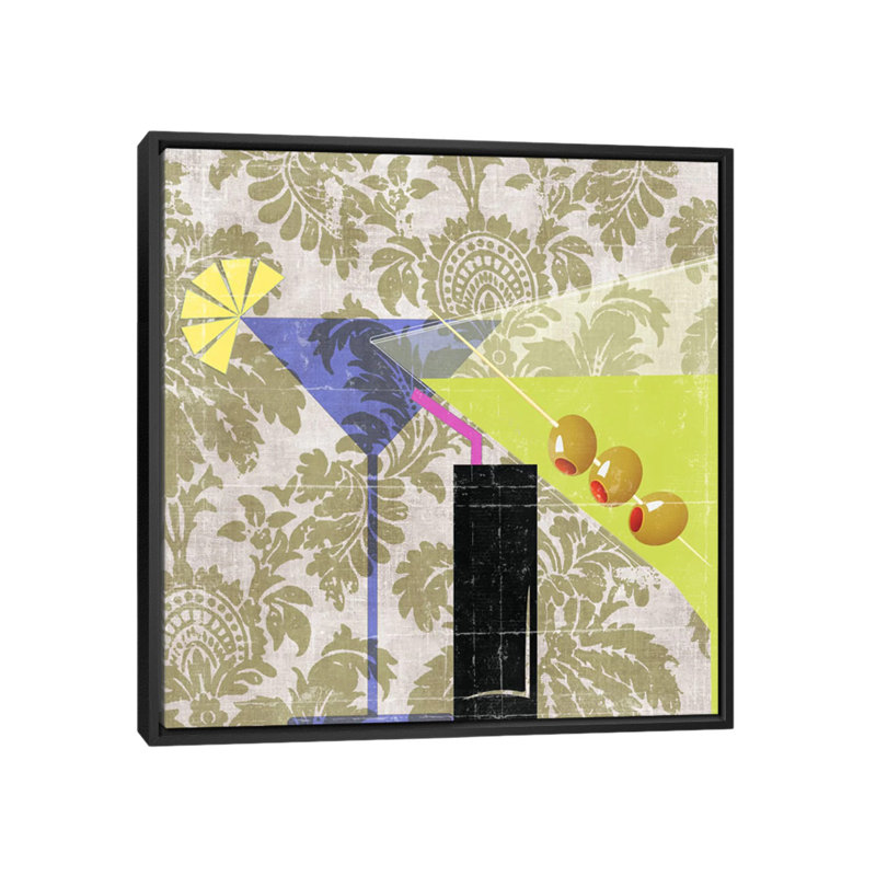 «Cocktail I», impression sur toile, H 26 po x l 26 po x P 1,5 po, Toile avec cadre flottant noir, Pas de tapis