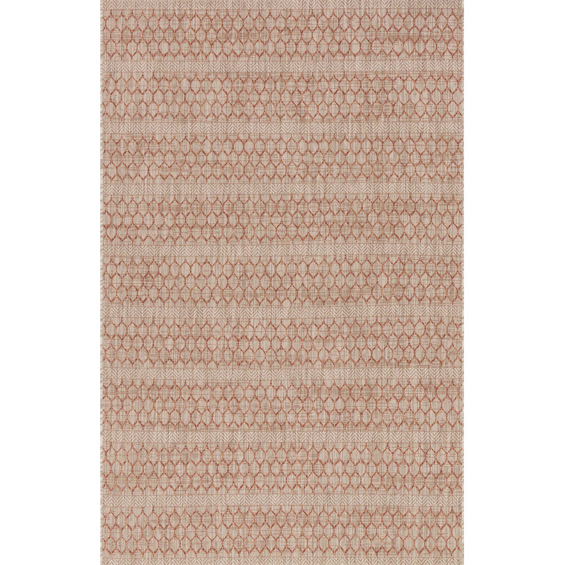 Tapis rayé beige intérieur / extérieur Lendy, Rectangle 3 pi 11 po x 5 pi 10 po