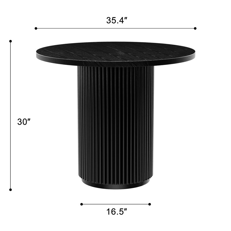 Astraea Round Wood Dining Table, 29.6"H x 35"L x 35"W, Black
