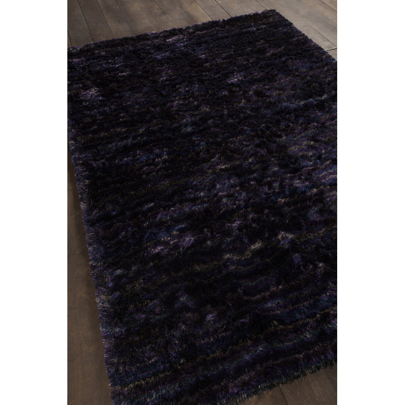 Tapis à poil long contemporain tissé à la main Latitude / gris Latitude / Mauve / gris / bleu, Rectangle 5 pi x 7 pi 6 po