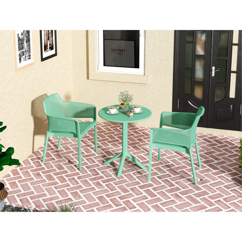 Chaise avec accoudoirs 3 pièces Bistro, Vert d’armée
