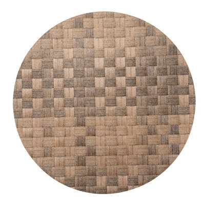 Restaurantware-Macroweave 15 Inch Woven Placemats, Set Of 6 Round Table Placemats - Durable, Easy To Clean, Brown Plastic Placemats For Dining Table, For Homes or Restaurants,
