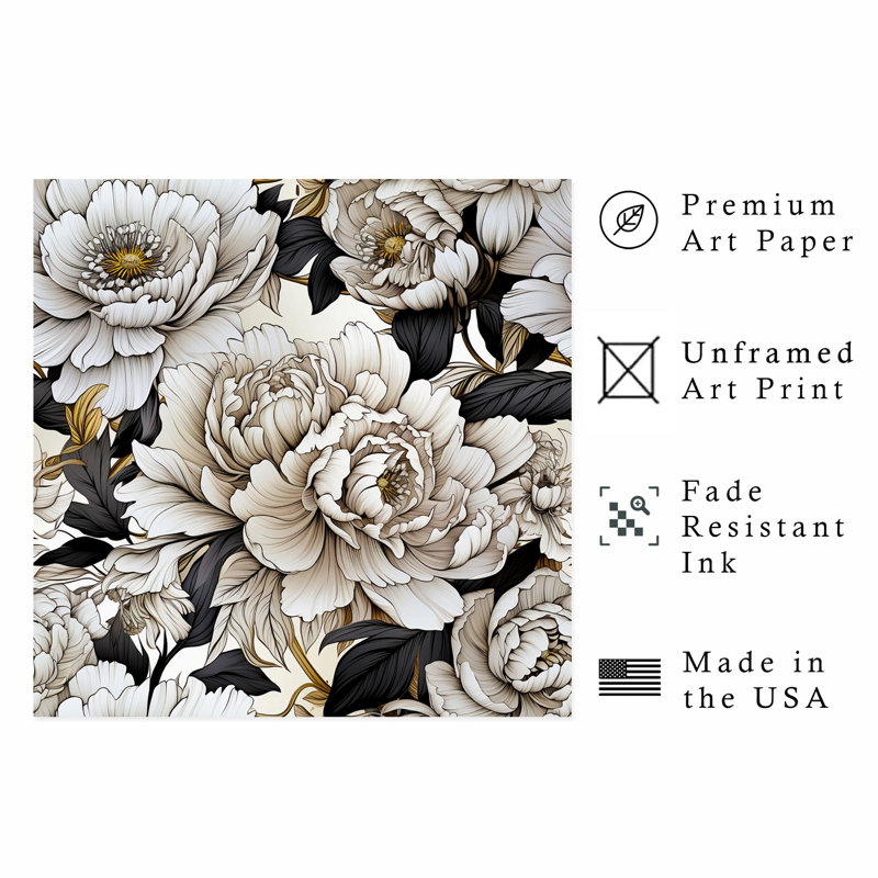 «Floral Luxe Pe pivoines VII», reproduction d'art moderne sans cadre, H 24 po x l 24 po