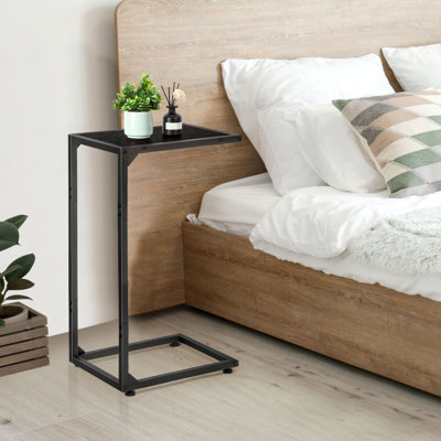Heavy Duty C-Shaped End Table - Black