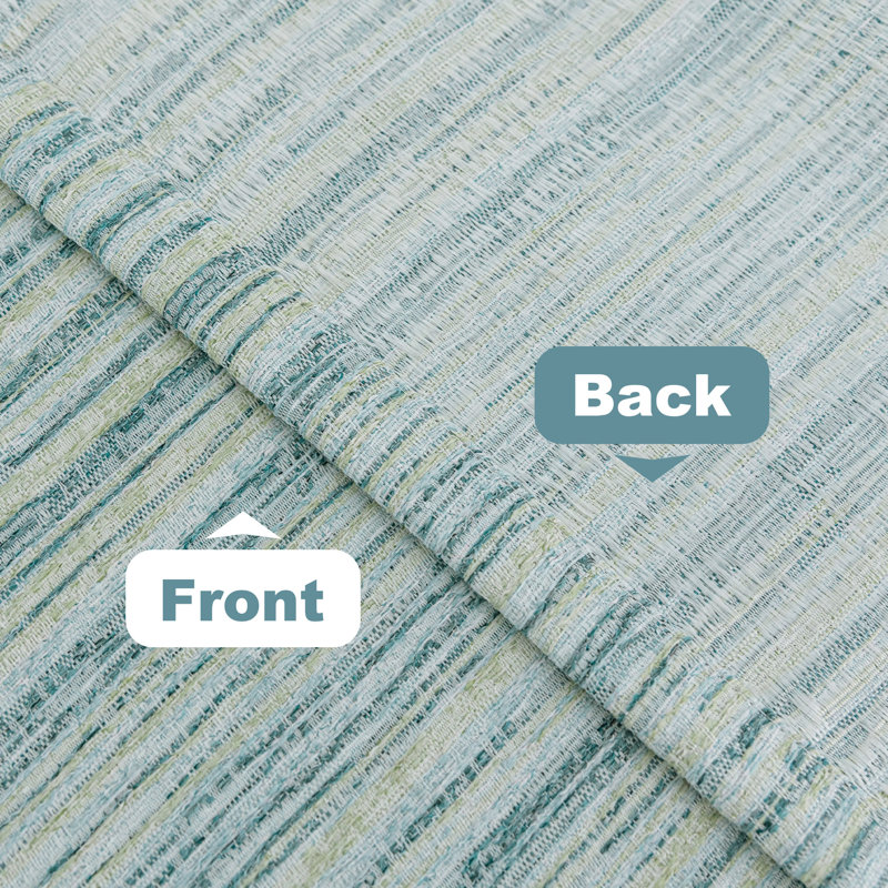 Ombre Gradient Striped Jacquard Light Filtering Curtain Pair, 52" W x 84" L, Turquoise