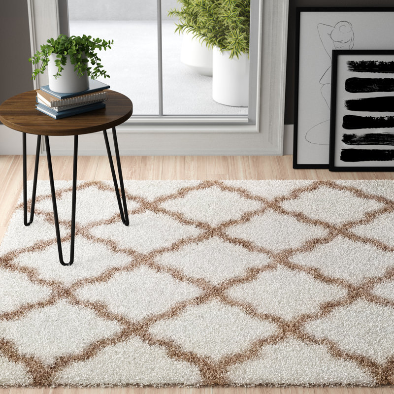Tapis ivoire à poils longs Anie, Rectangle 6 pi 7 po x 9 pi 3 po