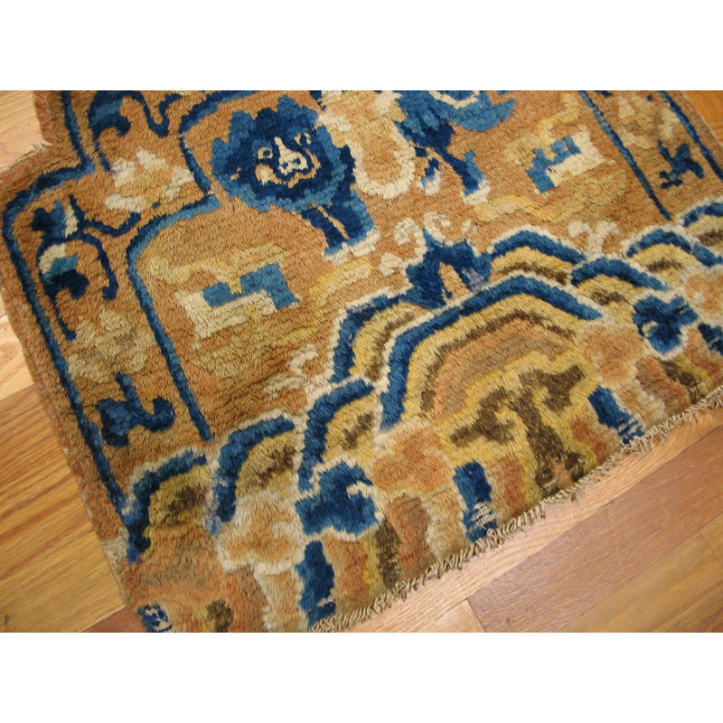 Antique Ningxia Chinese Allover Yellow 1800s Rug