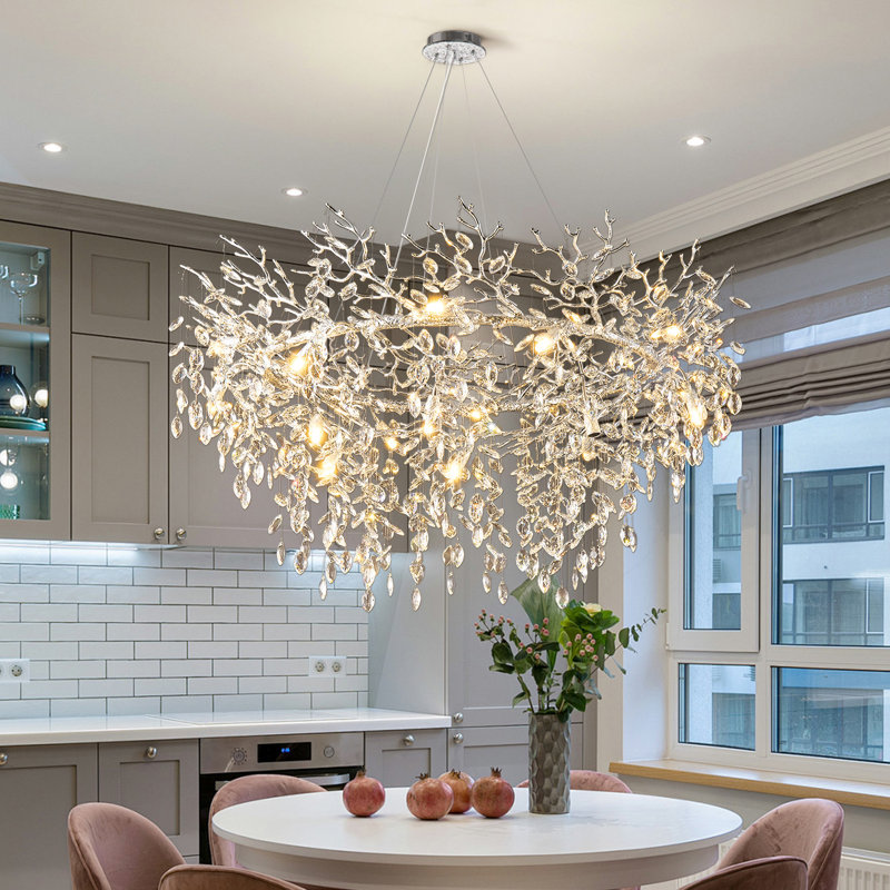 Lustre en cristal 47 po, Argent argent