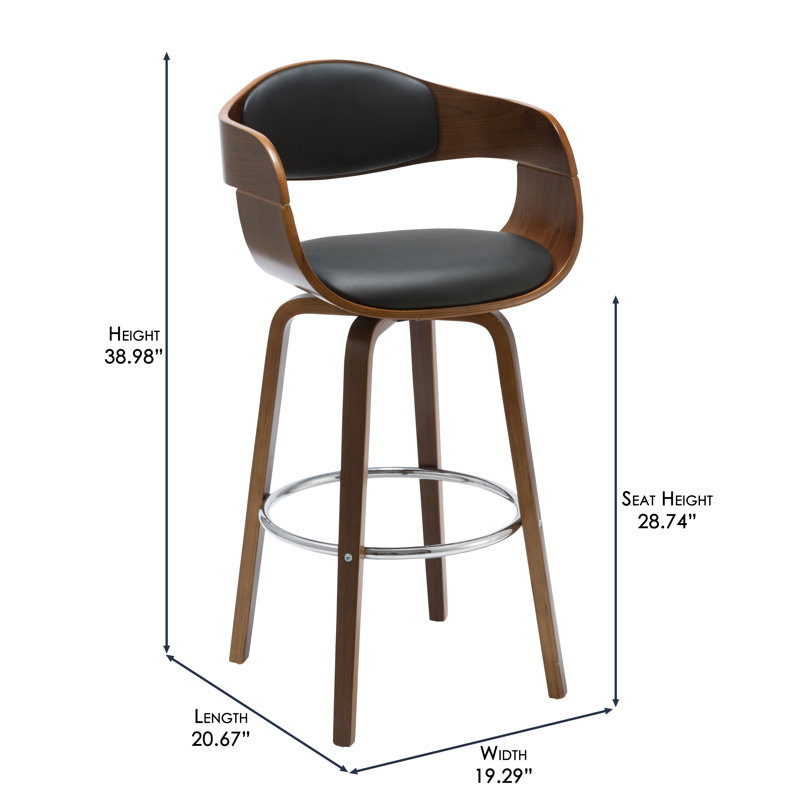 Tabouret de bar rotatif 28,74 po Lirette, Noir