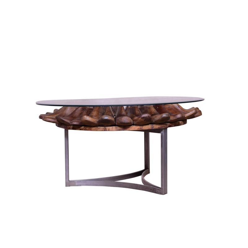 Table basse Shoemakers, base en bois massif et en fer, 48 x 48 x 21
