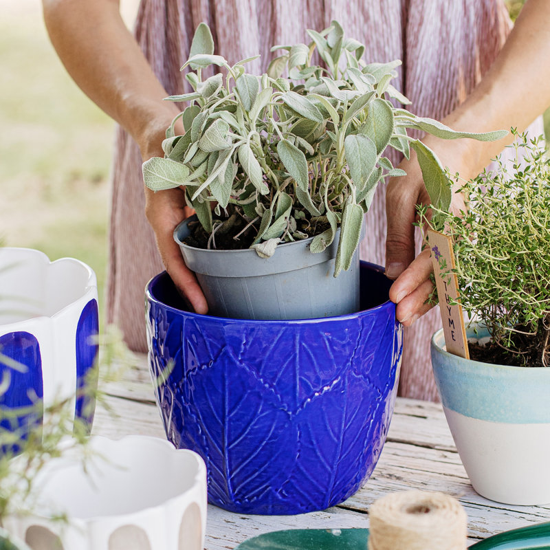 Viva Garden Handmade Planter, Cobalt
