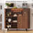 55.1'' Modern Home Bar With Table Power Outlet & RGB Lights, Wine Cabinet With Wine Glass Holder & Wine Rack-620064888