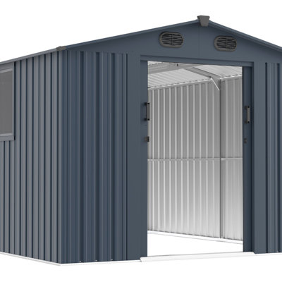 8X10 FT Outdoor Storage Shed, Large Metal Tool Sheds With Window And Lockable Doors, Garden Shed For Backyard Garden Patio Lawn