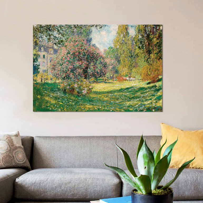 «Landscape - The Parc Monceau» par Claude Monet, reproduction d'art graphique sur toile tendue, H 40 po x l 60 po x P 1,5 po