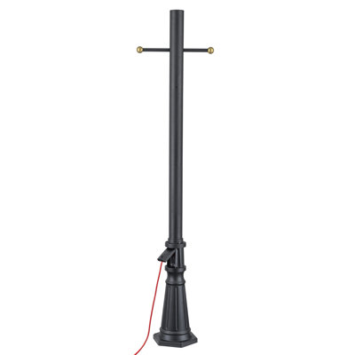 6 pi Lampadaire d'extérieur en aluminium noir avec prise Gfci