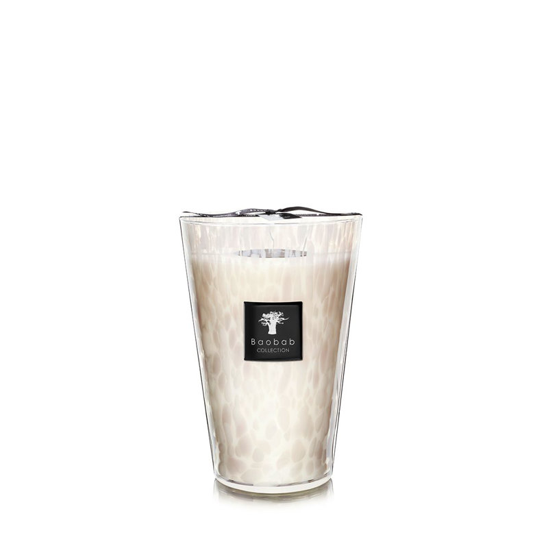 Pearls White Candle, 13.8" H x 9.36" W x 9.36" D