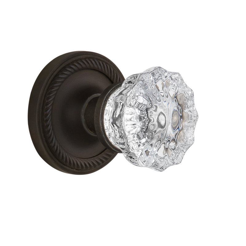 Rope Rosette with Crystal Door Knob, Oil-Rubbed Bronze
