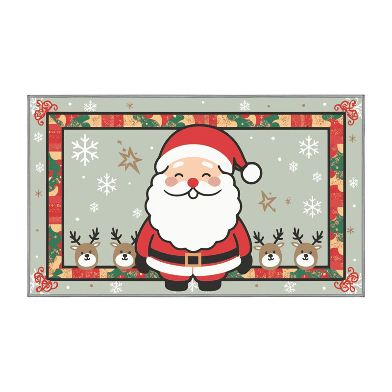 Tapis de vacances d'hiver de Noël lavable The Holiday Aisle®, Rectangle de 5 pi x 8 pi