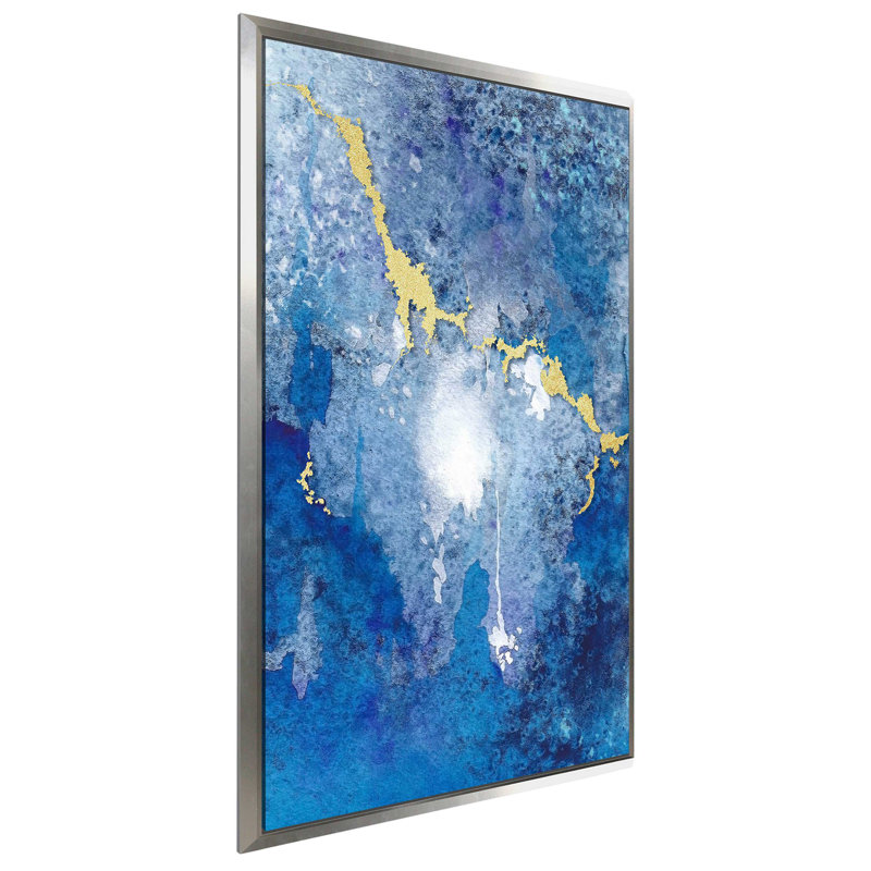 «From Above II», reproduction d'aquarelle sur toile, H 63,5 po x l 39,5 po x P 2 po, Cadre flottant argent