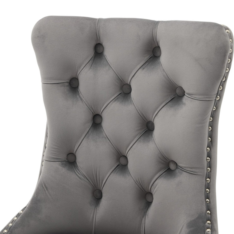 Chaises de salle à manger rembourrées Amelia, Gris, Argent, 6