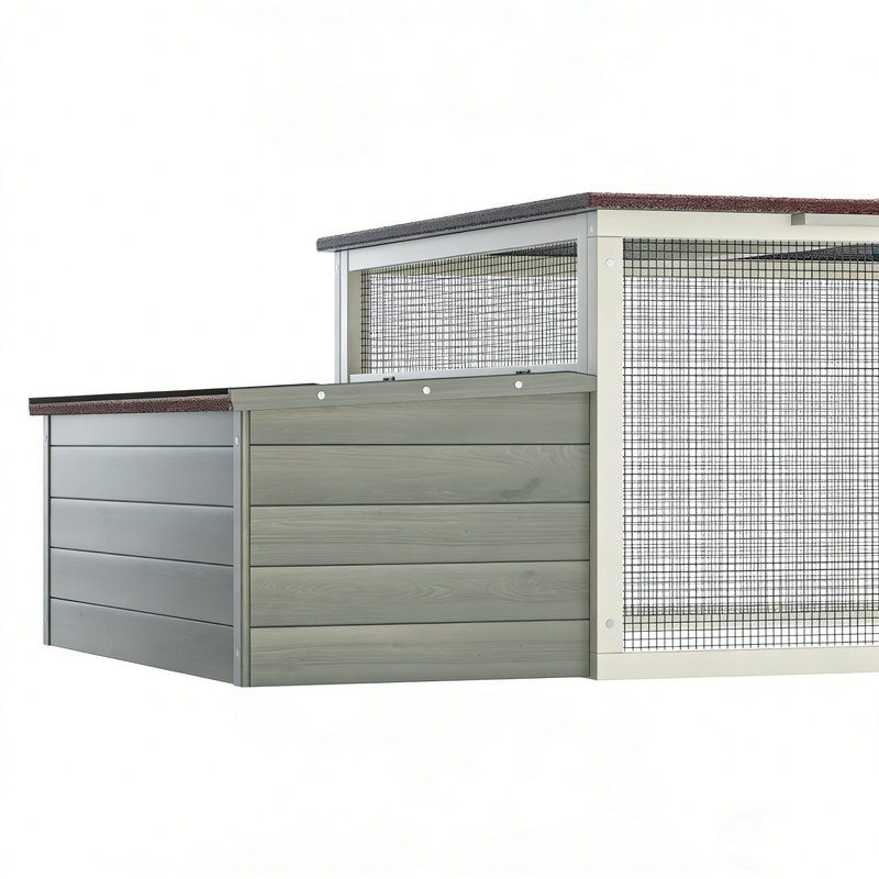 Weatherproof Wooden Chicken Coop with 20.93 Sq Ft Outdoor Run, Asphalt Roof, Nesting Box and Secure Locking Design for Backyard Poultry
